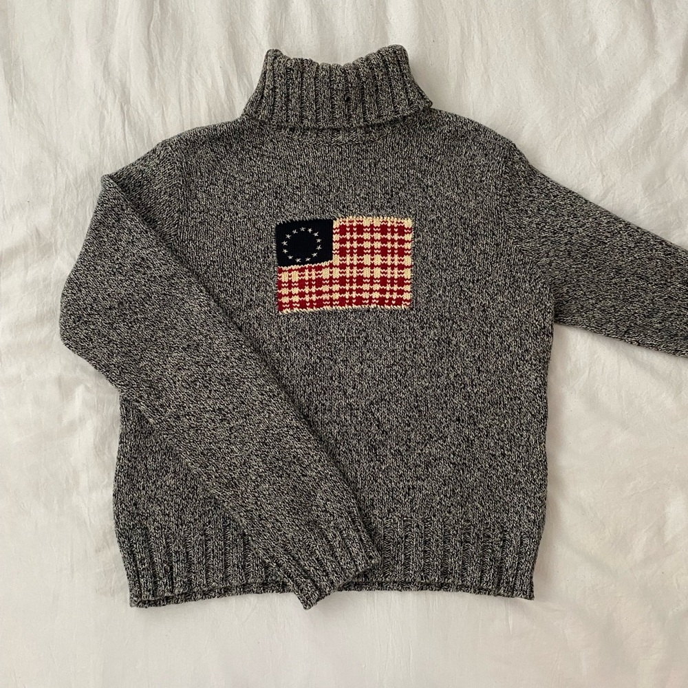 Ralph Lauren American Flag Gray Sweater